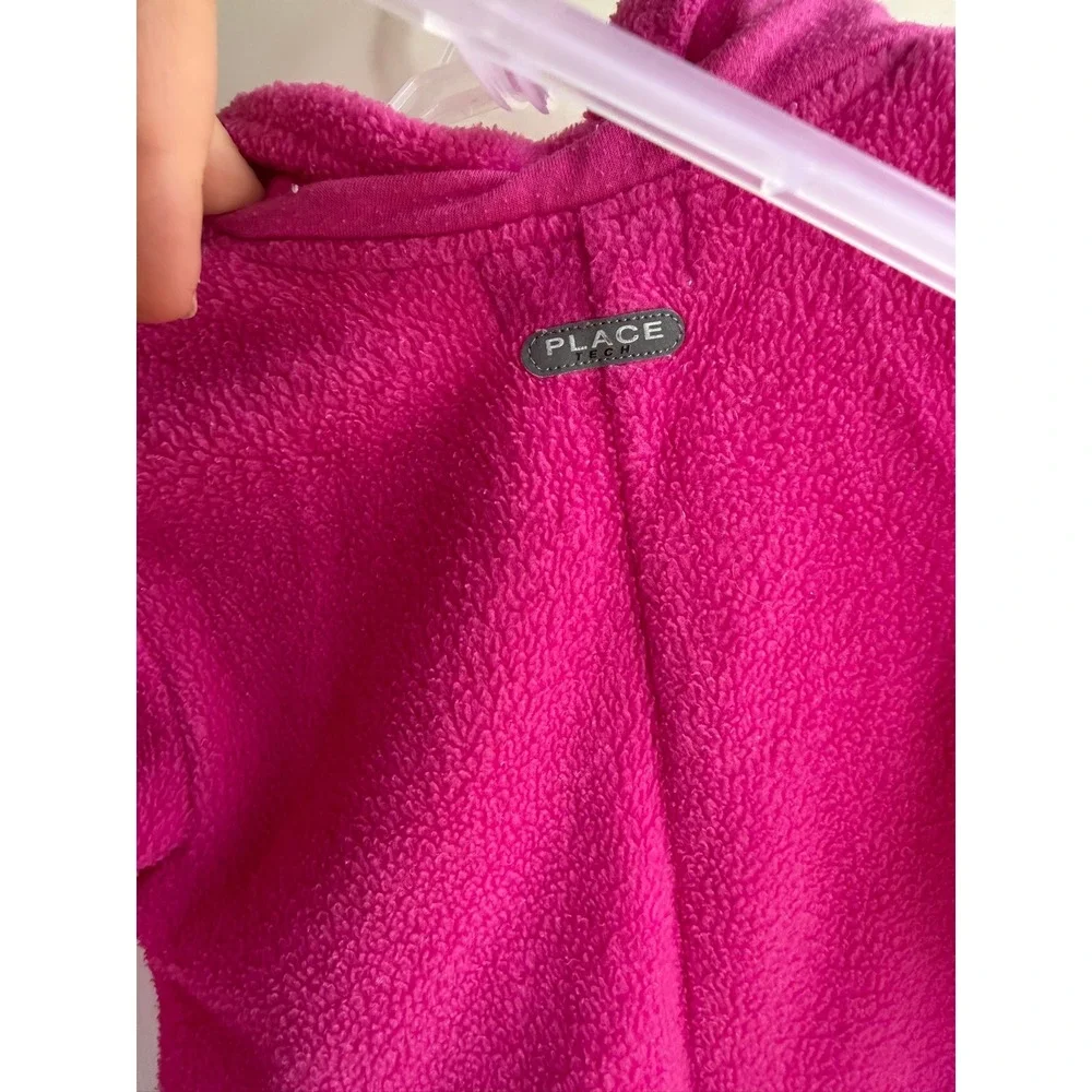 Vintage Childrens Place Tech Fleece Coverall Hot Pink Flower Zip Jumpsuit 12M